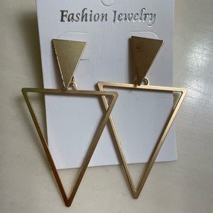 NWT Gold Dangle Triangle Earrings ~ 3”